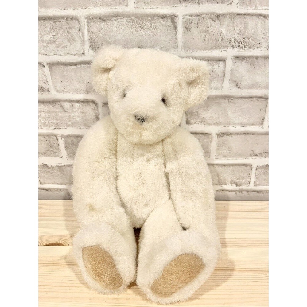 Vintage 1994 The Vermont Teddy Bear Company White Jointed Teddy Bear Plush